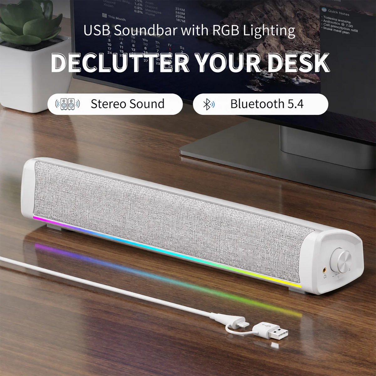 Wired Computer Soundbar Bluetooth PC Speakers For Desktop Stereo Gaming Music Subwoofer RGB Monitor Speaker Mic Earphone Hole