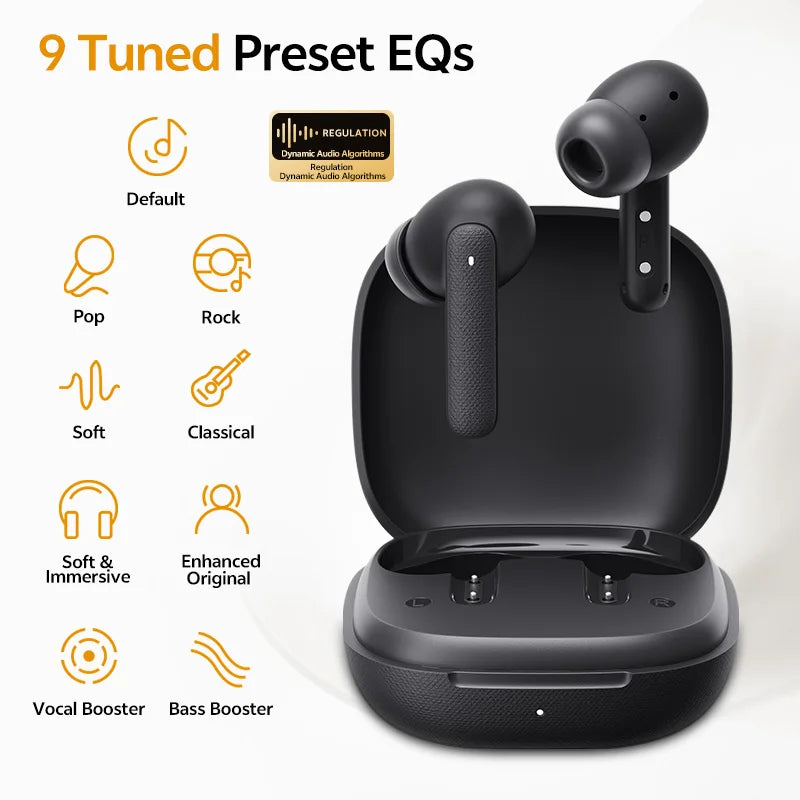 QCY Buds TWS Bluetooth 5.3 Wireless Earphones 10mm Dynamic Driver AI Wind Noise Reduction Earbud 0.68S Low Latency 35H Headphone