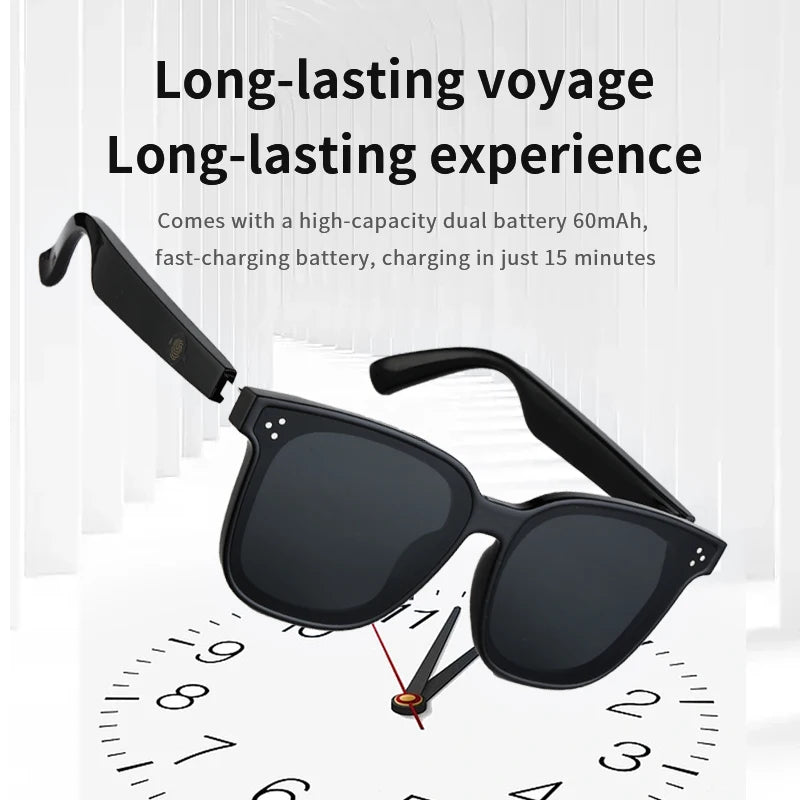 1Pair Smart Glasses Bluetooth Earphones,HD Calls,HI-FI Sound Quality Glasses, Listening to songs and talking Fashion Glasses