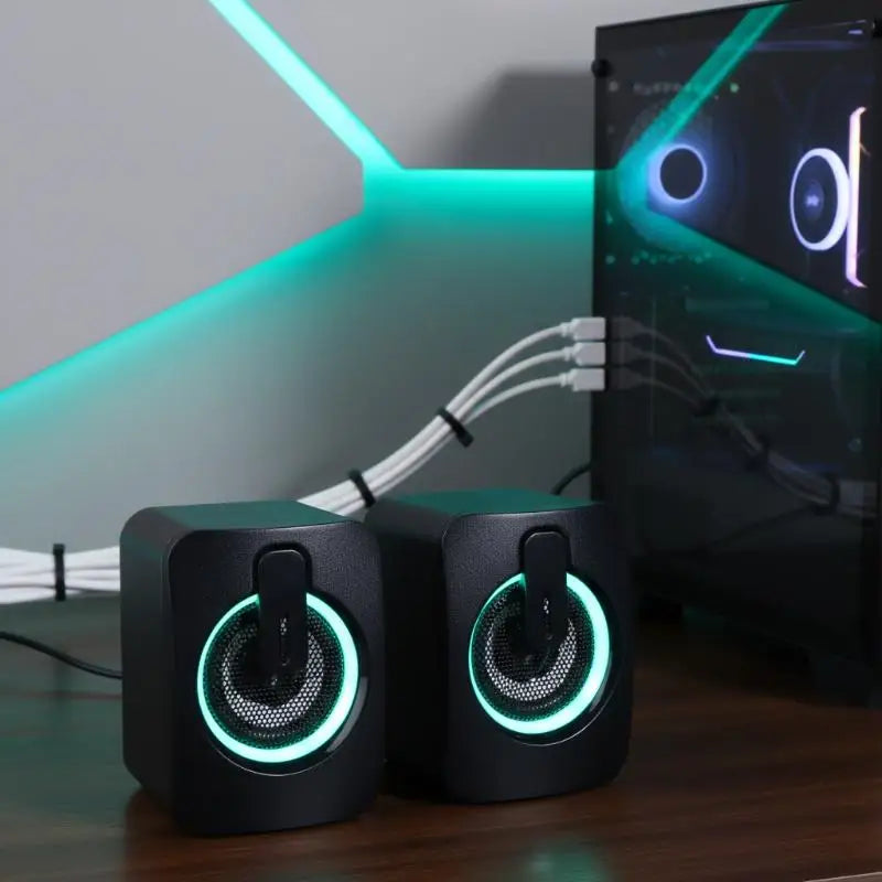Dual Speaker Stereo Computer Speakers with Microphone for Desktop High Quality Audio for Remote Working Gaming Calls