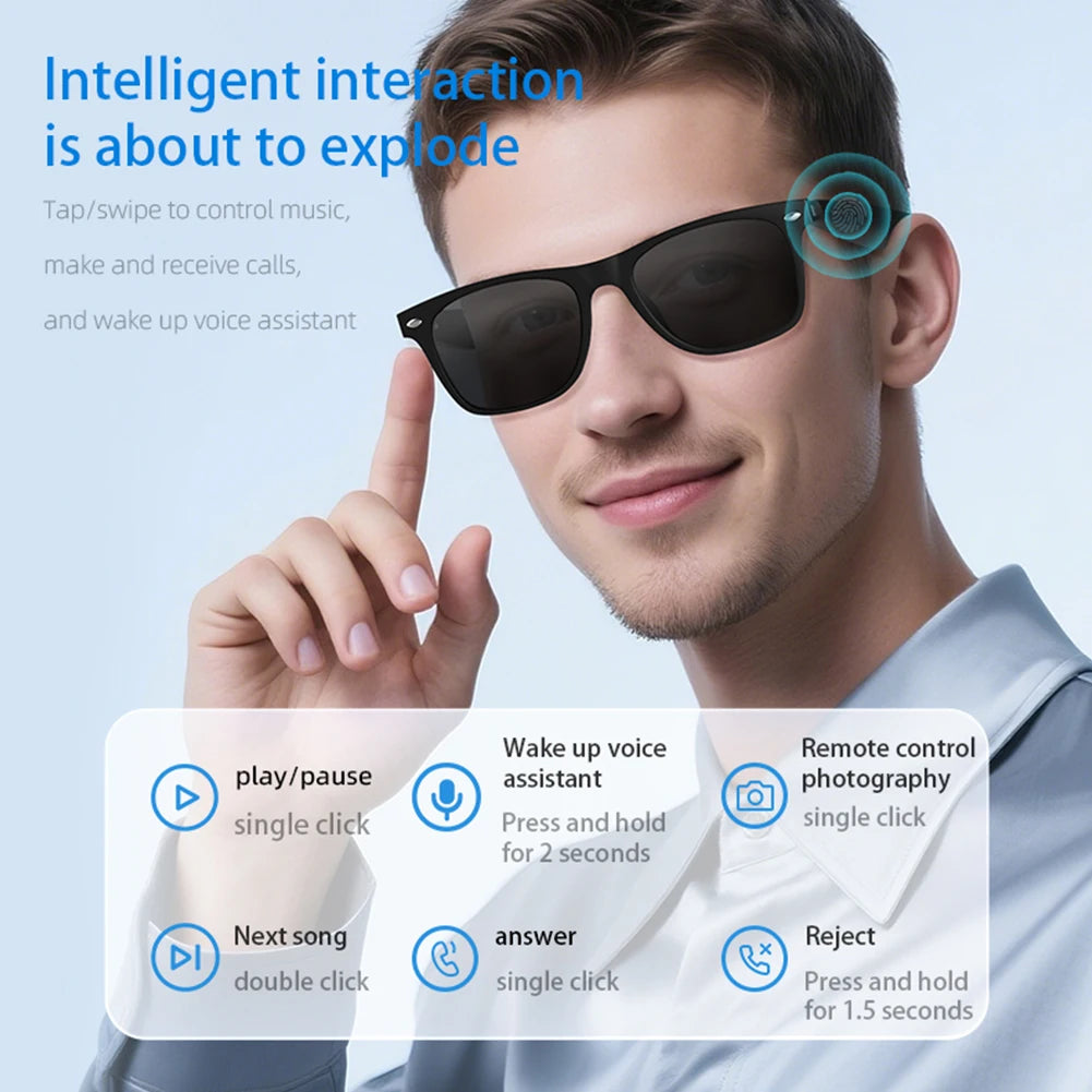 Smart Bluetooth Glasses Wireless Bluetooth Earphones Multi Functional Real Time Translation Anti Blue Light Glasses