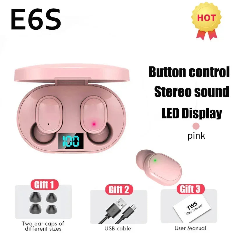 2026 Hot E6S Wireless Bluetooth Headphones  Bluetooth Headphones  Wireless In-Ear Noise-Canceling Headphones with Microphone
