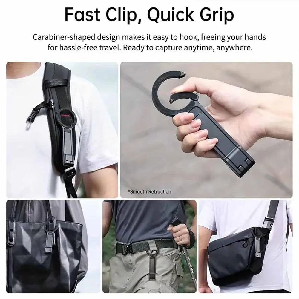 Foldable Phone Tripod Carabiner-Mounted For iPhone 17 16 15 18 Portable Dual-side Magnetic Tripod Desk Mount Phone Handle Holder