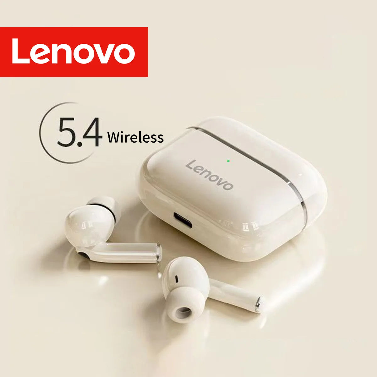 Lenovo Bluetooth 5.4 earbuds with ANC, long-lasting battery, USB-C port, compatible with Android & iPhone, ideal for sports/gym,