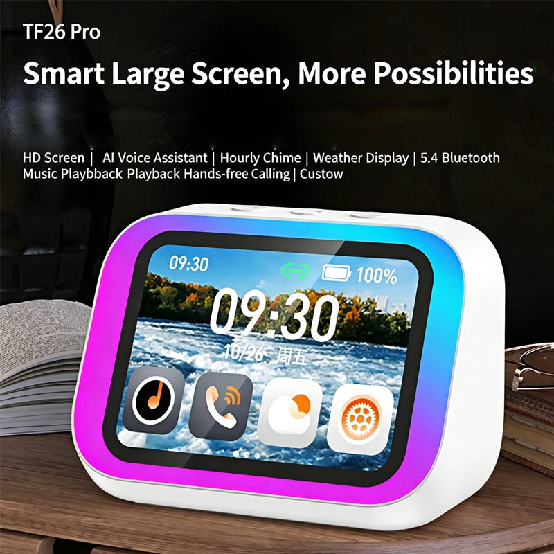 New Smart Speaker with AI Voice Assistant Bluetooth Music HD Display Electronic Album Smart Alarm Hands-Free Call for Adult