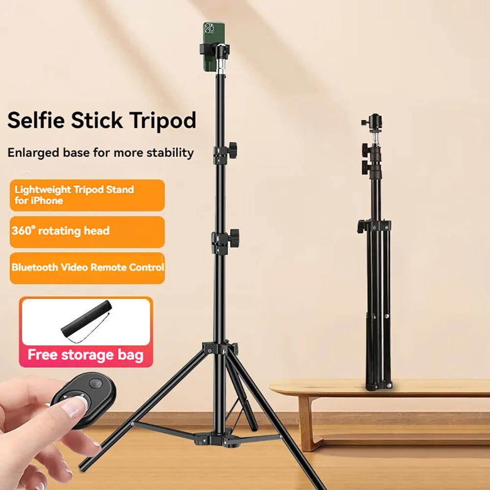 170cm Stretchable Adjustable Height Mobile Phone Tripod Stand Multi-functional Selfie Landing Support for Broadcast Recording