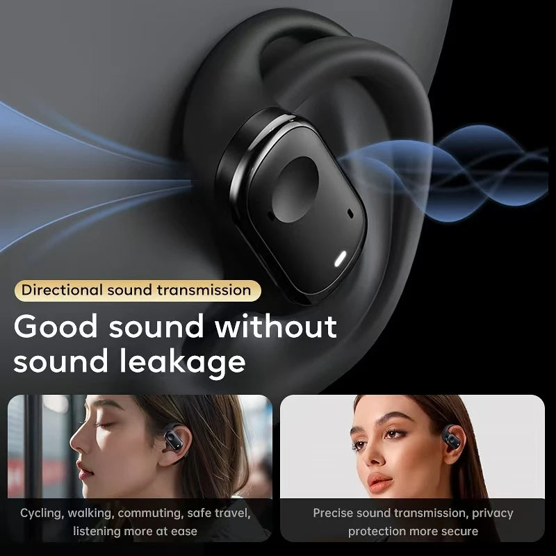 Open-Ear Headphones with Stable Comfort & Hi-Res Sound Pure Bass Boost Bluetooth 5.3 Earbuds OWS Wireless Headphones for Sports
