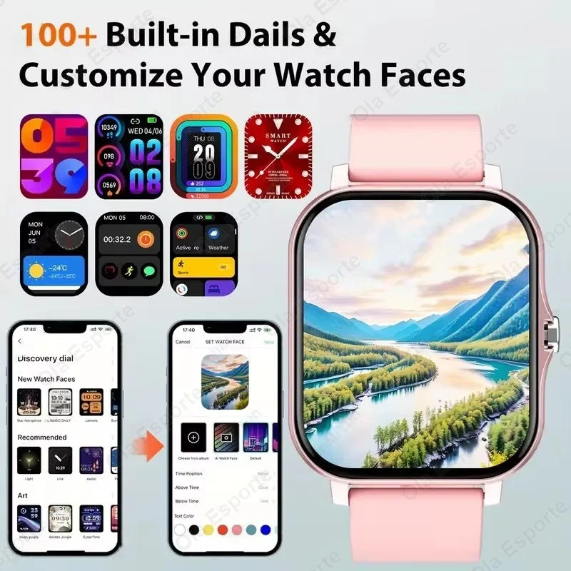 NEW Fashion SmartWatch Android Phone 2.01" Color Screen Full Touch Custom Dial Watch Women Bluetooth Call Smart Watch Men HT30