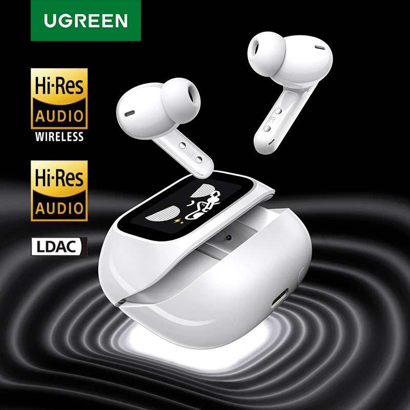 UGREEN LCD Full Color Smart Screen Wireless TWS Bluetooth Earphones Earbuds 52dB Active Noise Cancelling ANC In Ear Headphones