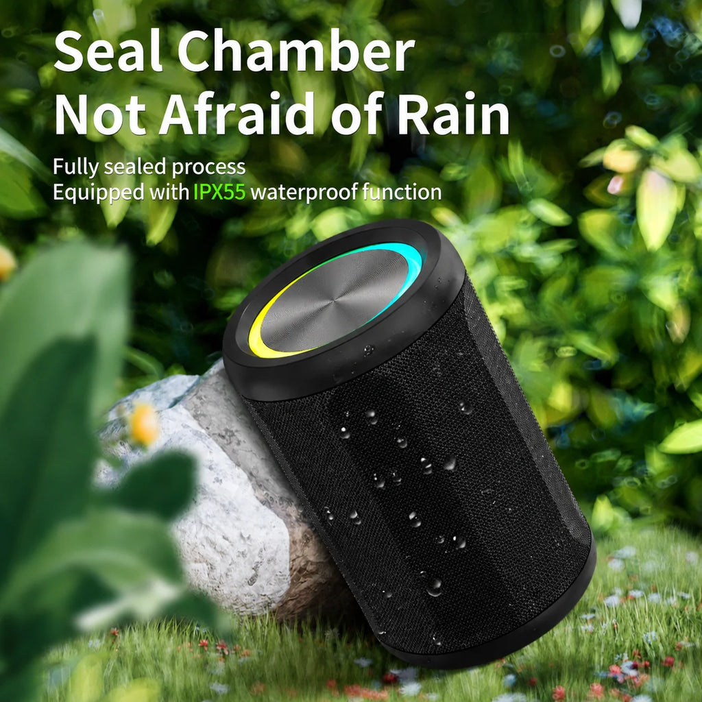 Portable Bluetooth Speaker Bluetooth 5.4 Wireless Mini KTV Speaker RGB Light IP55 Waterproof HiFi Sound Support FM 12H Play Time