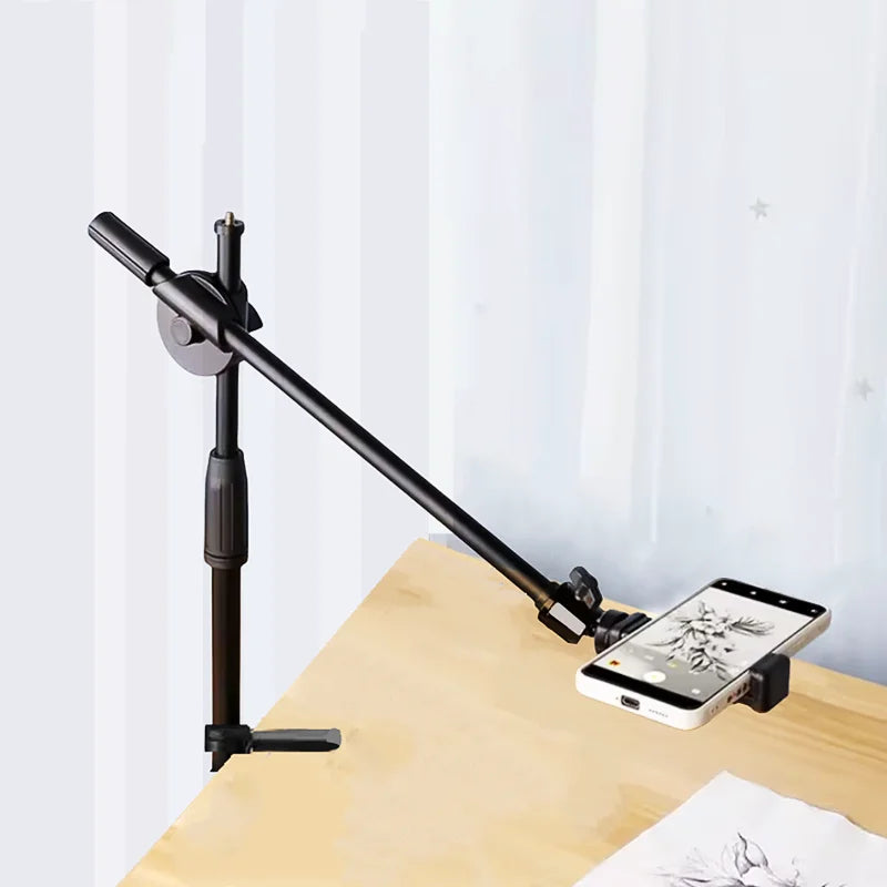 Tabletop Overhead Tripod Stand with Ring Light Mobile Phone Holder And Boom Arm for Nail Art Photography Table Shooting Tripods