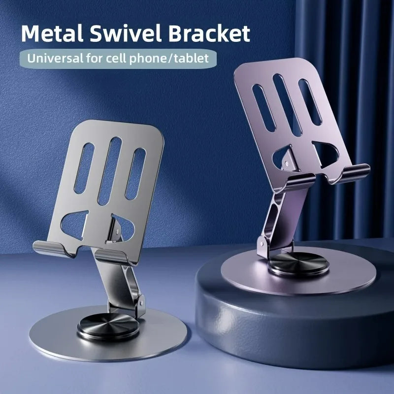Phone stand 360° Rotation Mobile Phone Holder All Metal Aluminum Universal Bracket Folding Double Shaft Design Stable Anti Fall
