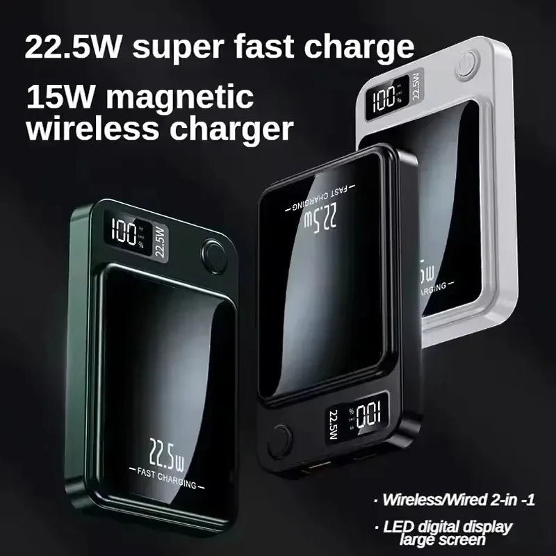 20000mAh Magnetic Wireless Charger Power Bank Fast Charging 22.5W Digital Display Power Bank Portable External Battery
