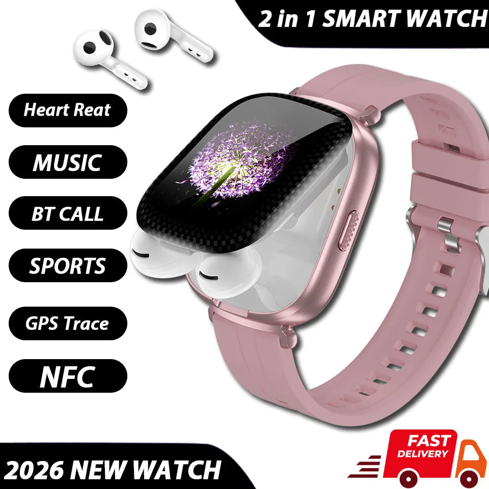 TWS 2 In 1 Smartwatch Earphones Sports Smart Watch Wireless Bluetooth Calling Health Monitor Fitness Record Watches With Headset