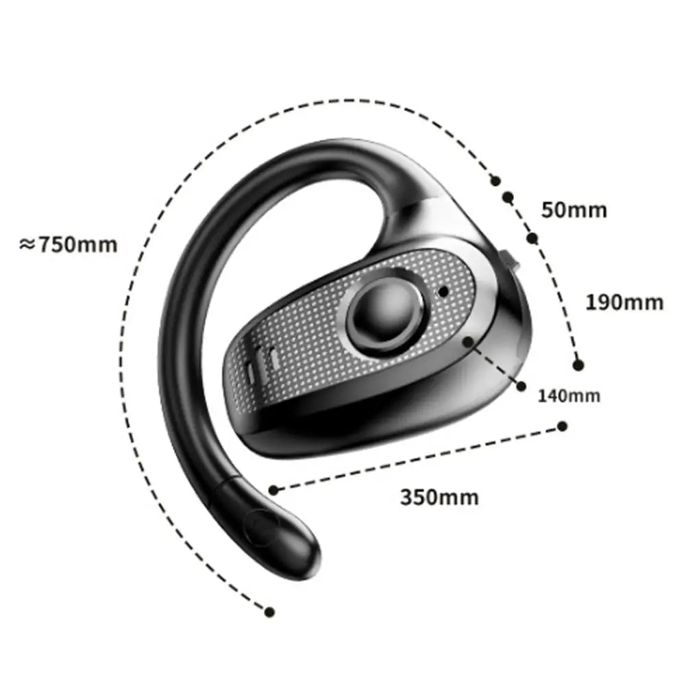 Open Ear Wireless Bluetooth Headset Ear-Hook Single Earbud Non In-Ear Sports Fitness Headphone Long Battery Life Earphone