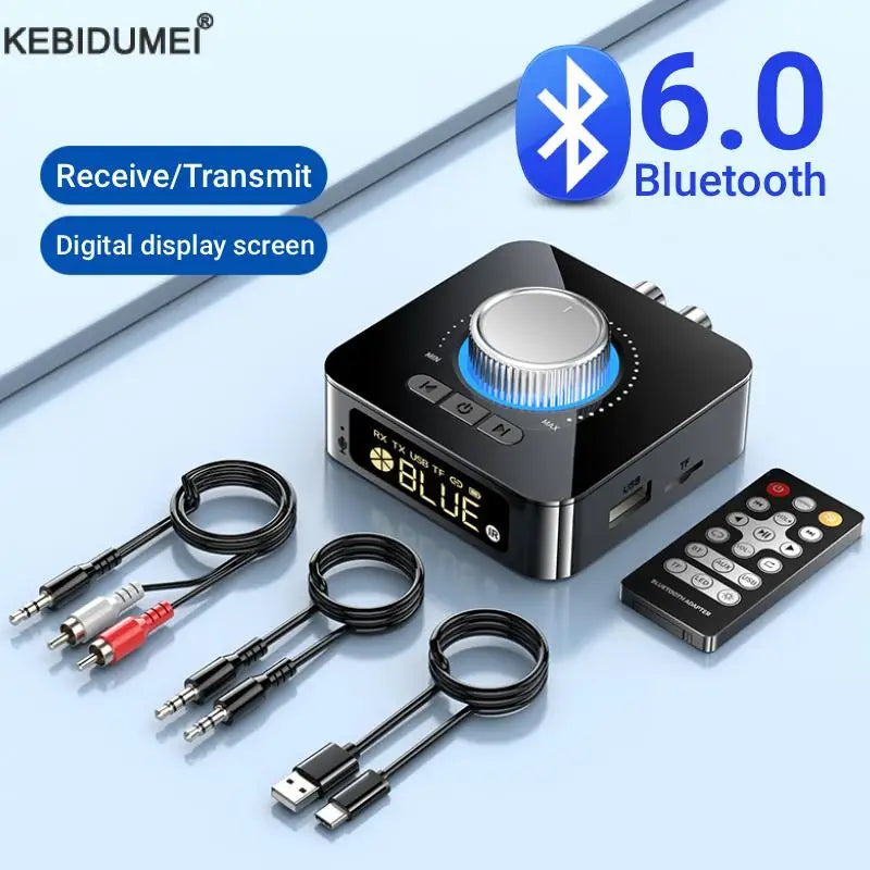 Bluetooth 6.0 Audio Receiver Transmitter TF/U-Disk RCA 3.5mm 3.5 AUX Jack Music Wireless Adapter For Car Speaker Headphone Amp