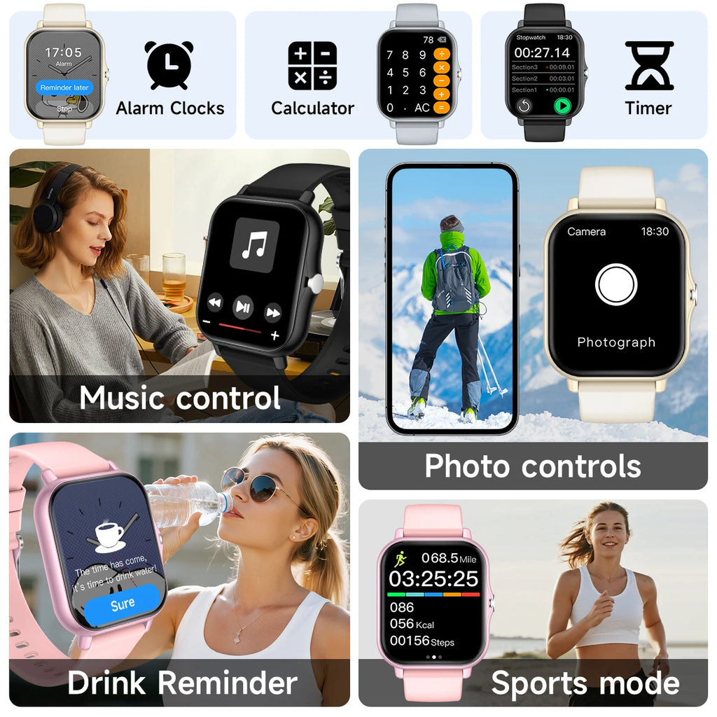 Fashion Smart Watch Women Men Full Touch Screen Bluetooth Call HR  Sleep Tracker Waterproof Sports Smartwatch For iPhone Wrist