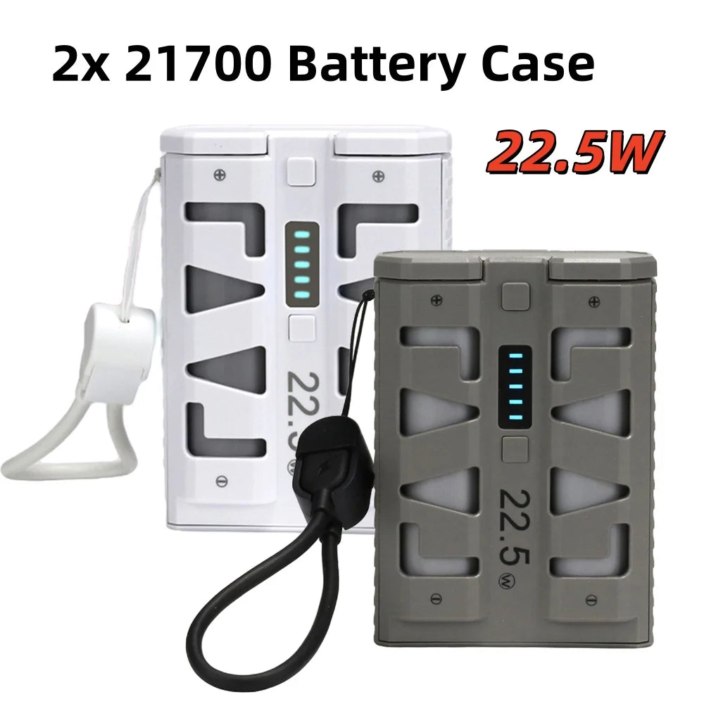 Portable Power Bank DIY Kit 22.5W Fast Charging 2*21700 Battery Case Quick-Release Battery Housing Emergency Power Box