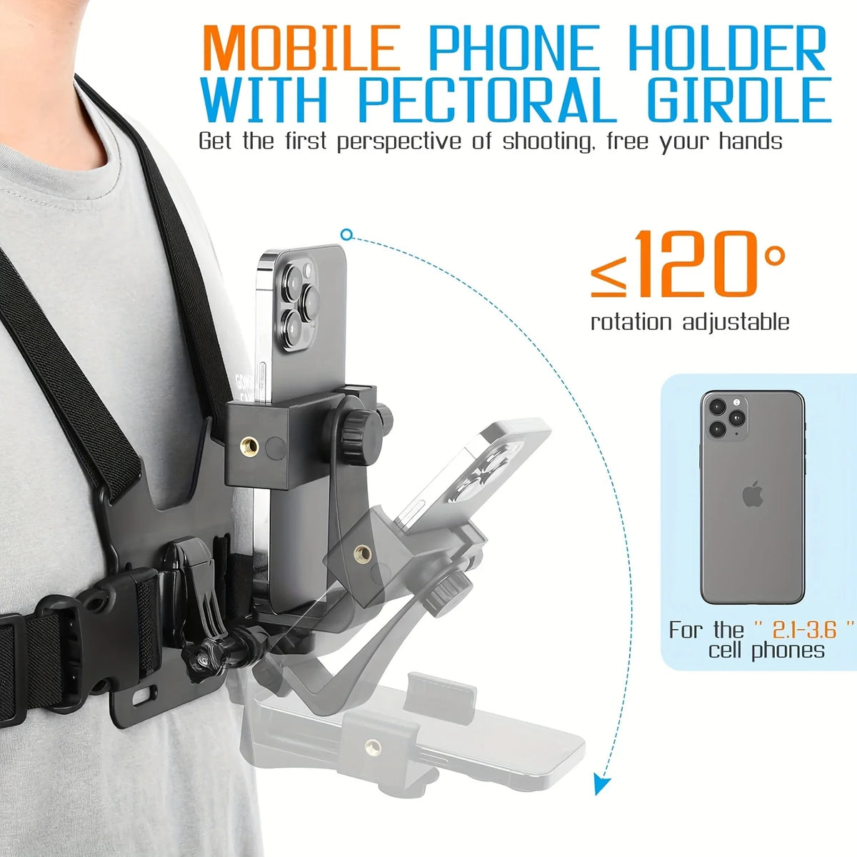 The Chest Strap Phone Stand Is Anti-Shake and Fixed on the Chest. It Is Suitable for First-Person Perspective Shooting with Mobi