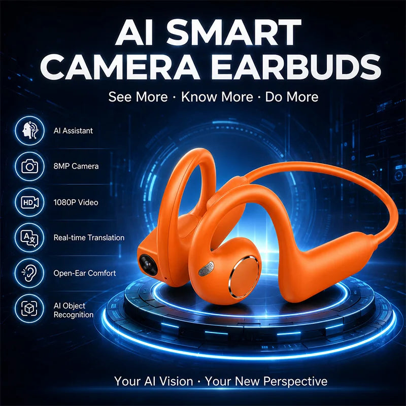 2026 New Smart Earphones Dynamic Sound Effects Music Bluetooth HD Calls 800W Smart Camera Real-time Translation Smart Earphones