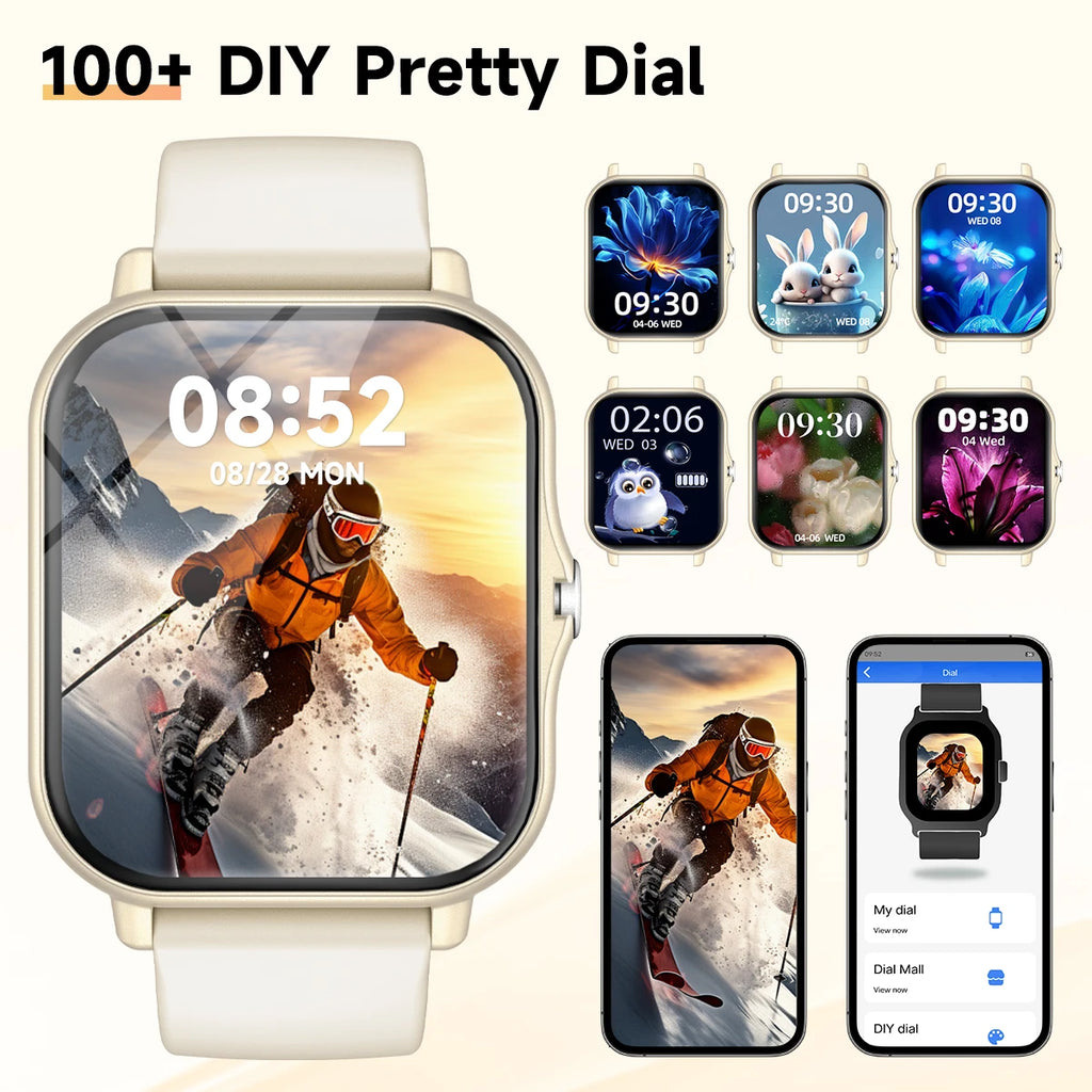 Fashion Smart Watch Women Men Full Touch Screen Bluetooth Call HR  Sleep Tracker Waterproof Sports Smartwatch For iPhone Wrist