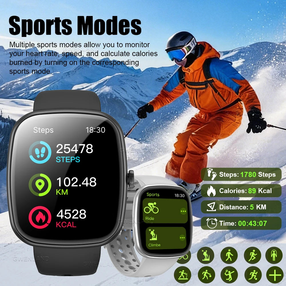 Smartwatch For Men And Women Gift, 1.83 Inch Full Touch Screen Smartwatch With Text And Call Capabilities, For Android Phone, Fi