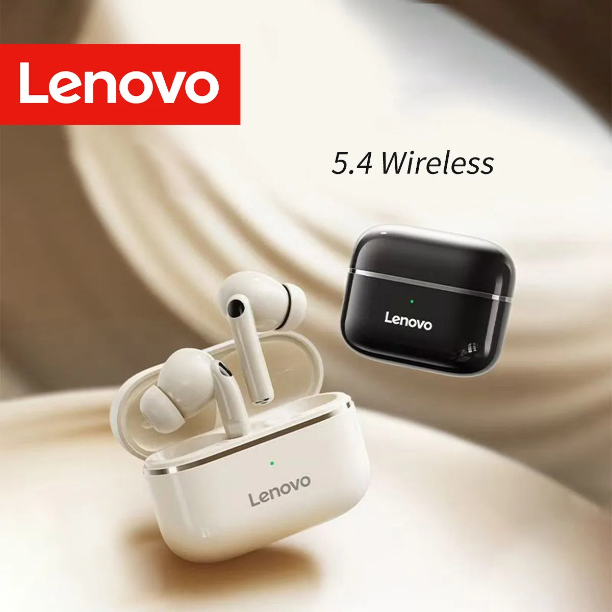 Lenovo Bluetooth 5.4 earbuds with ANC, long-lasting battery, USB-C port, compatible with Android & iPhone, ideal for sports/gym,