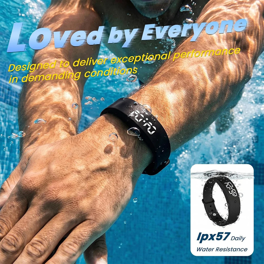 LED Digital Smart Bracelet Silents Vibrating Alarm Wristbands Sleeper Clock Rechargeable Mens Smart Watches Bracelets
