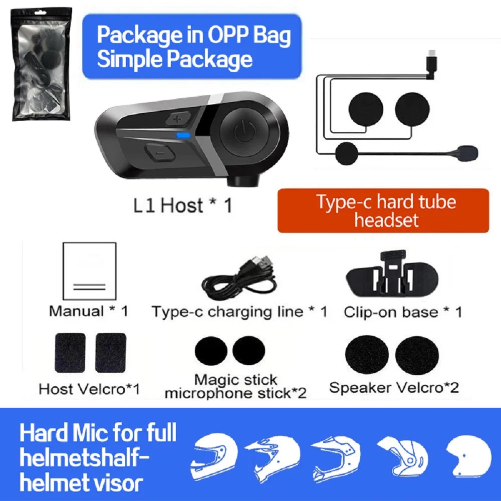 Bluetooth 5.3 Helmet Headset Wireless Hands-free Call Phone Kit Motorcycle Waterproof Earphone Music Player Speaker Moto