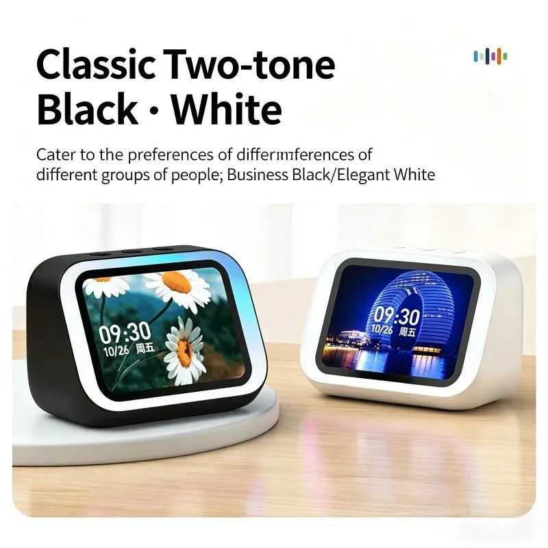 AI Smart Bluetooth 5.4 Speaker Voice assistant HD Touch Screen Display Electronic Album Alarm Clock Hi-Fi Stereo Outdoor Sound