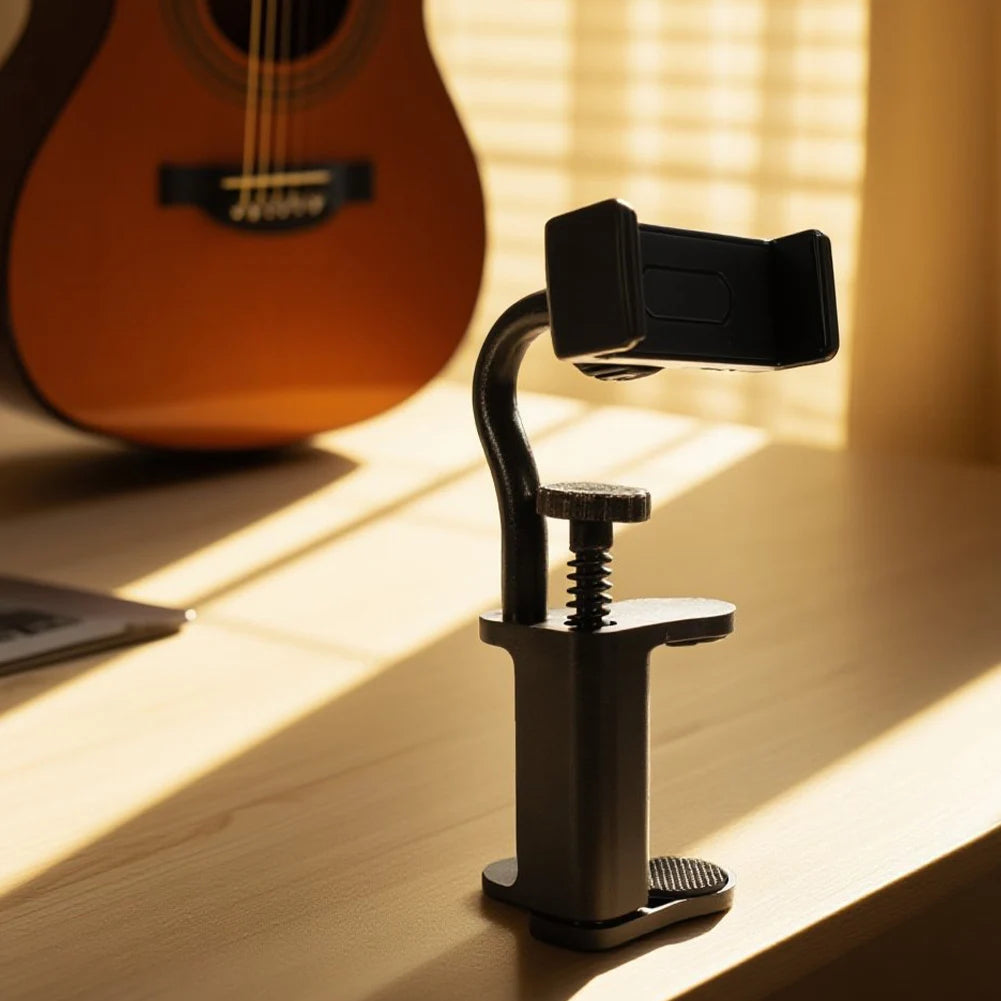 Adjustable Phone Support Hands-Free Guitar Stand Holder Multi-Purpose Guitar Camera Clamp for Microphones Stand/Smartphones
