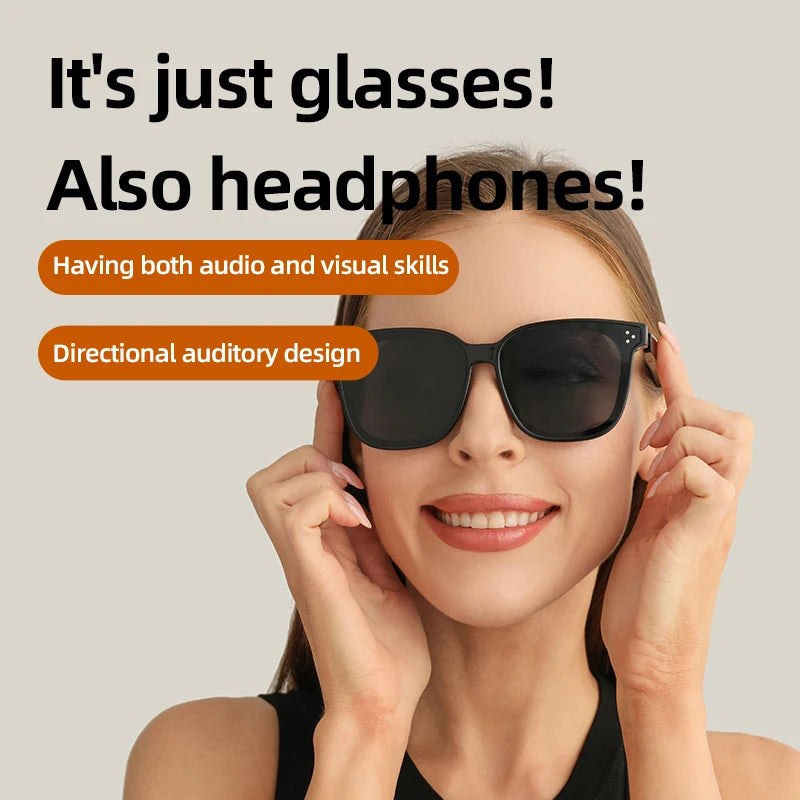 1Pair Smart Glasses Bluetooth Earphones,HD Calls,HI-FI Sound Quality Glasses, Listening to songs and talking Fashion Glasses