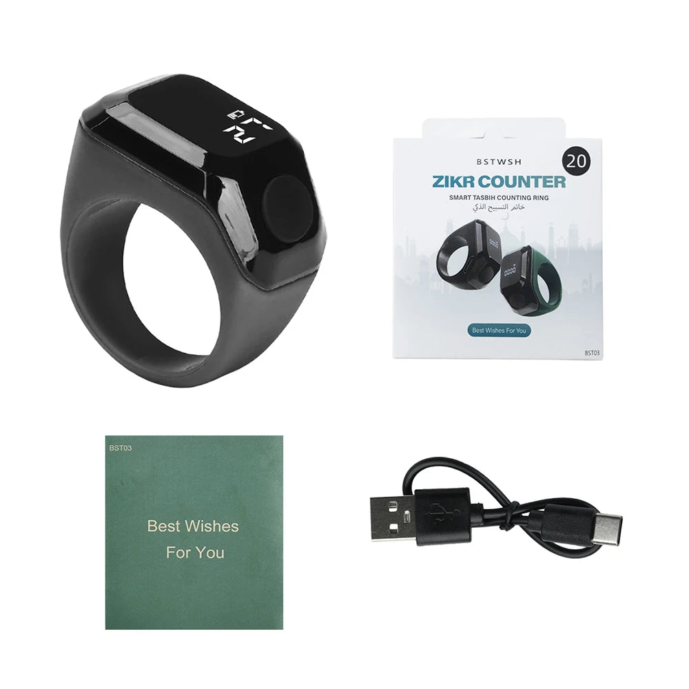 Smart App Ring Counter OLED Digital Display Bluetooth Counter Time Reminder Wearable Prayer Bead Counter