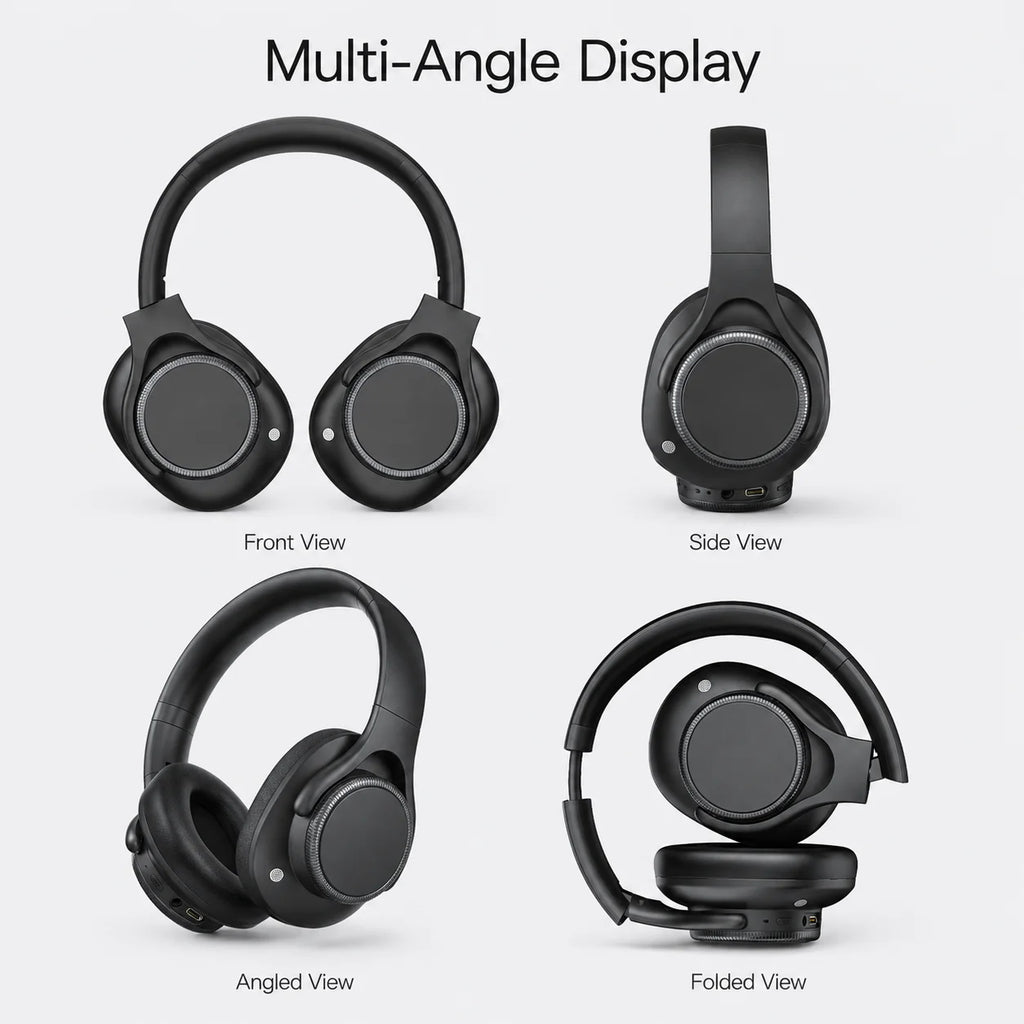 Wireless Headphones Bluetooth 6.0 ANC (Active Noise Cancelling) 40mm Drivers 50H Playtime Rotating Volume Dial Over-Ear Audio