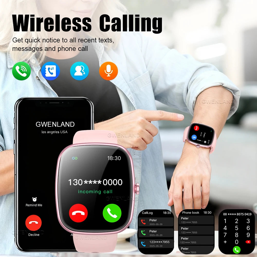 Smartwatch For Men And Women Gift, 1.83 Inch Full Touch Screen Smartwatch With Text And Call Capabilities, For Android Phone, Fi