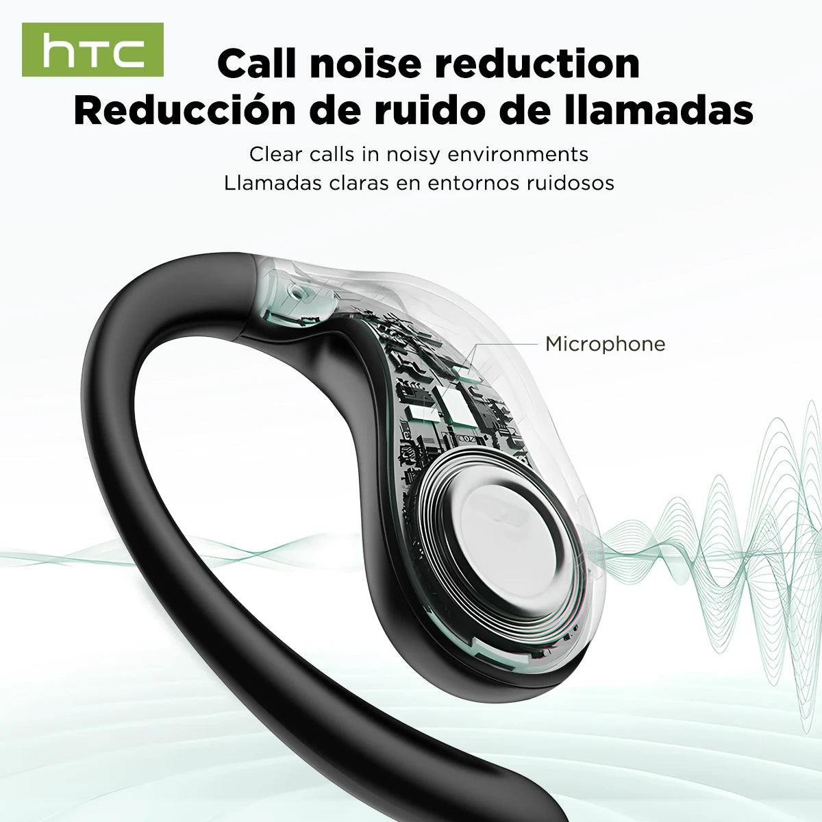 HTC NE19 Bluetooth Earphones AI OWS Sports Wireless Headphones with Mic Powerful Bass AI Translator Earbuds Waterproof Long Life