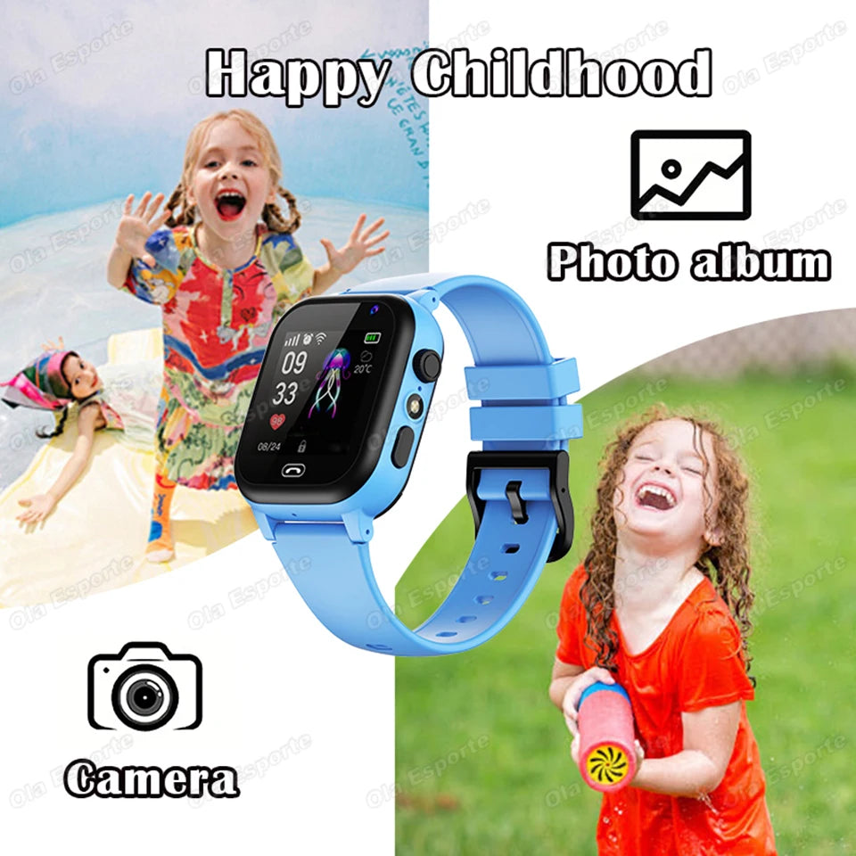 2027 Kids 5G Smart Watch GPS SOS Video Call HD Camera Waterproof SIM Card Support Earphone Child Smartwatch for Boys &Girls HW12