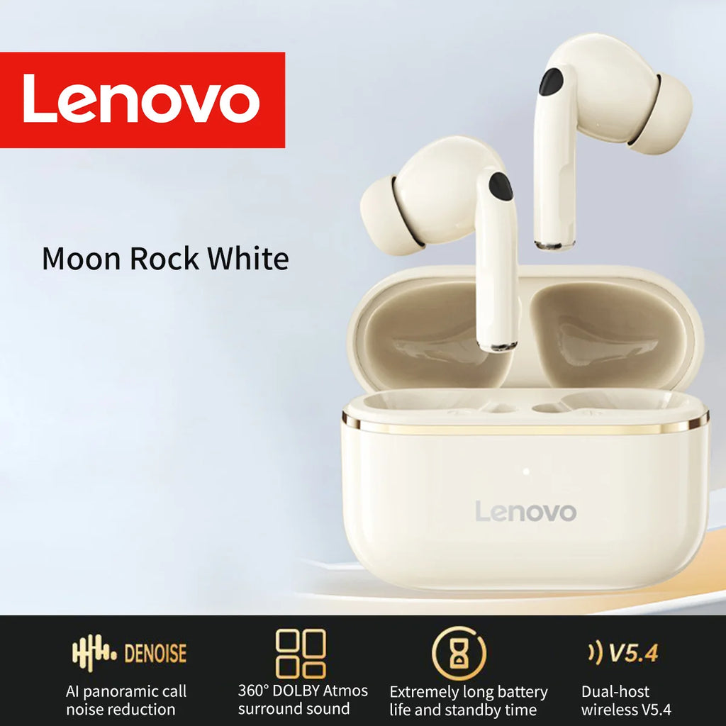 Lenovo Bluetooth 5.4 earbuds with ANC, long-lasting battery, USB-C port, compatible with Android & iPhone, ideal for sports/gym,