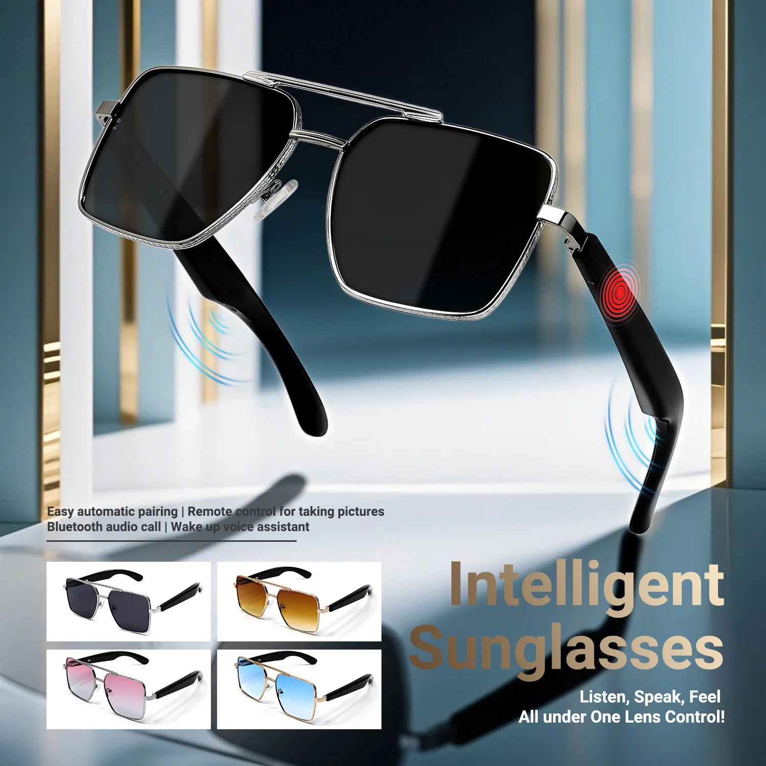 LIGE Smart Sunglasses Bluetooth Headphones Outdoor Sport Earphone AI Voice Calling Music Glasses Ultraviolet-Proof Eyeglasses