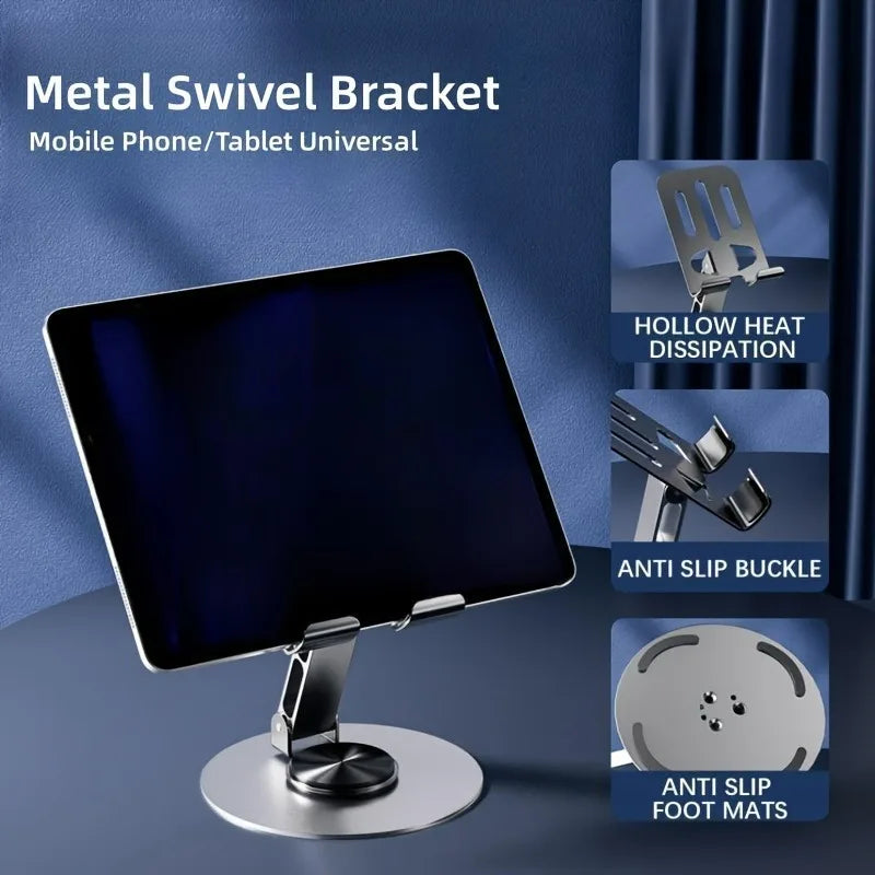 Phone stand 360° Rotation Mobile Phone Holder All Metal Aluminum Universal Bracket Folding Double Shaft Design Stable Anti Fall
