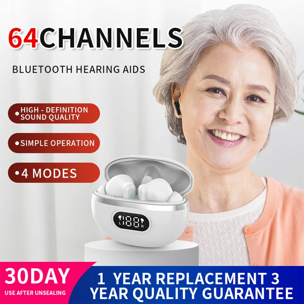 Hearing Aids Bluetooth-Compatible TWS Headphones HD Digital Display Hearing Sound Amplifier Touch with Charging Box for Seniors