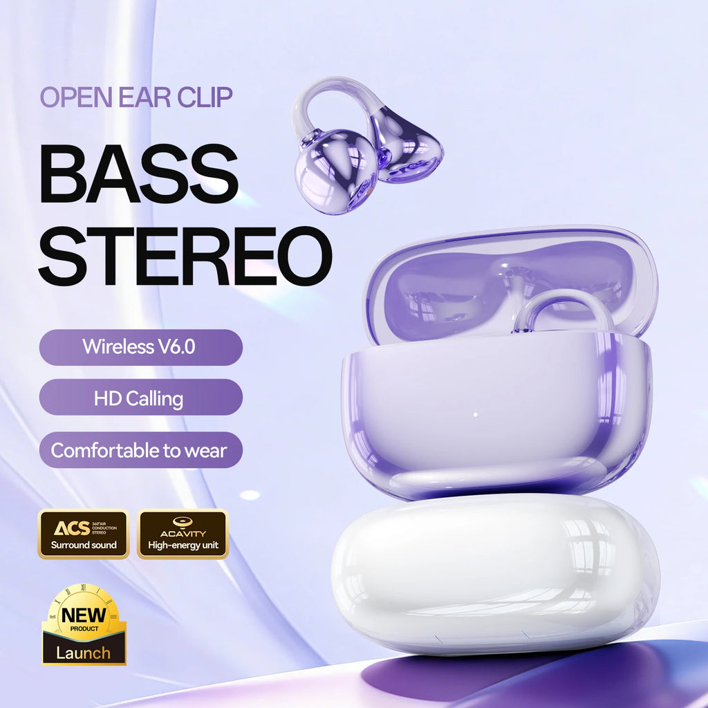 Ear Clip Headphones Bluetooth Earphones Smart Earbuds Touch Portable Earphones Earbuds Noise Wireless Language Headphones