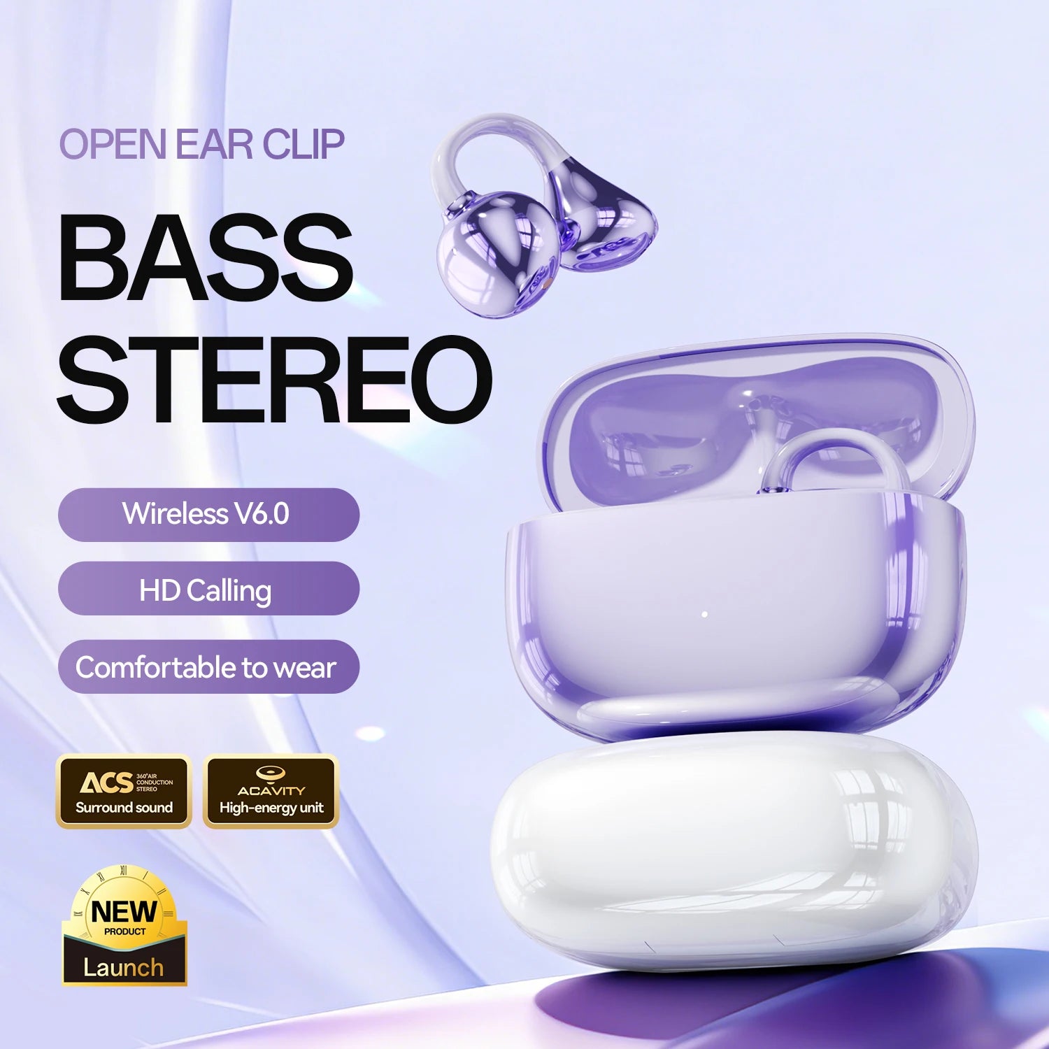 Ear Clip Headphones Bluetooth Earphones Smart Earbuds Touch Portable Earphones Earbuds Noise Wireless Language Headphones