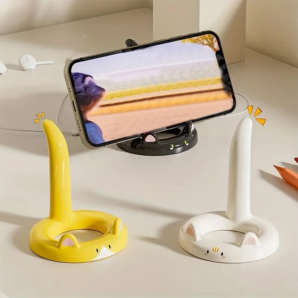 Cartoon Cat Phone Stand – Adjustable Angle, Cute Desktop Holder for Watching Videos & Calls – Fits Most Smartphones