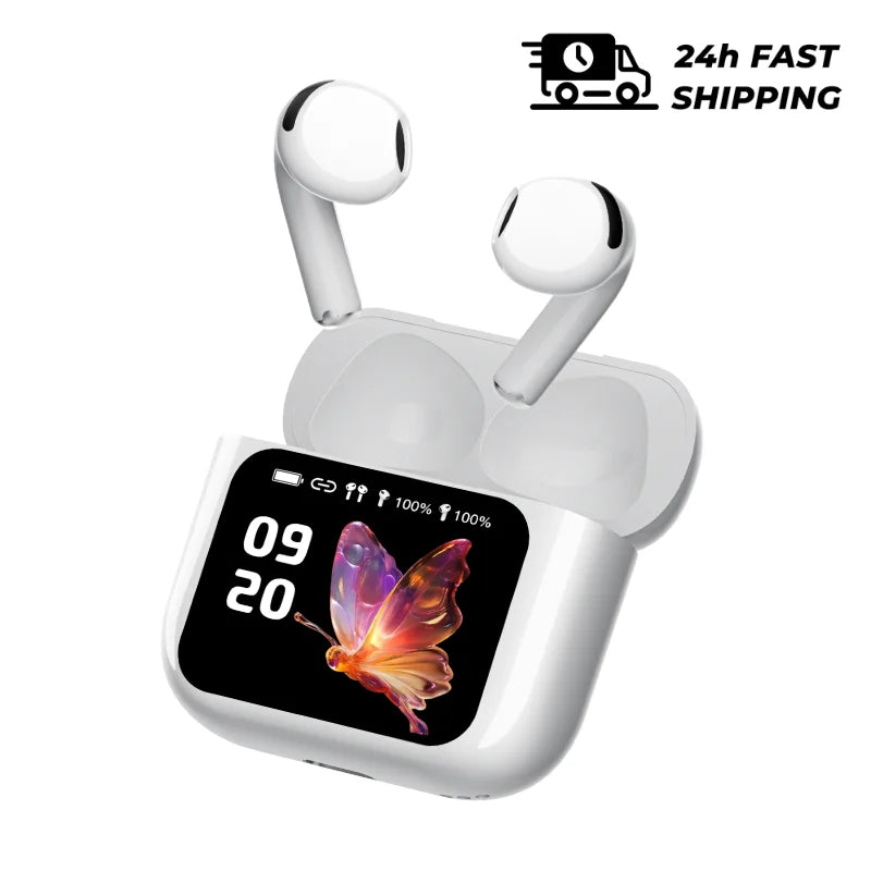 KOUO Wireless Bluetooth 5.4 Earbuds With Smart Touch Screen Music Sports Noise Canceling Earphones Support Real Time Translation