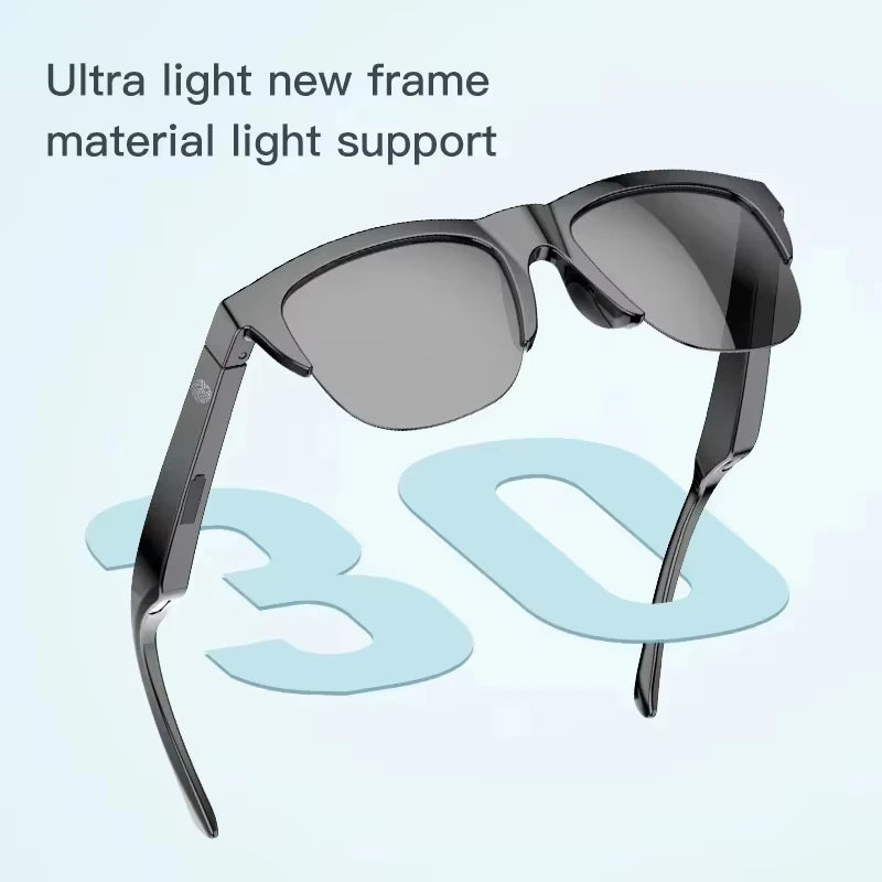 Smart Glasses Wireless Bluetooth Sunglasses Built-in Microphone Speakers Touch & Voice Assistant Compatible Glass for Men Women