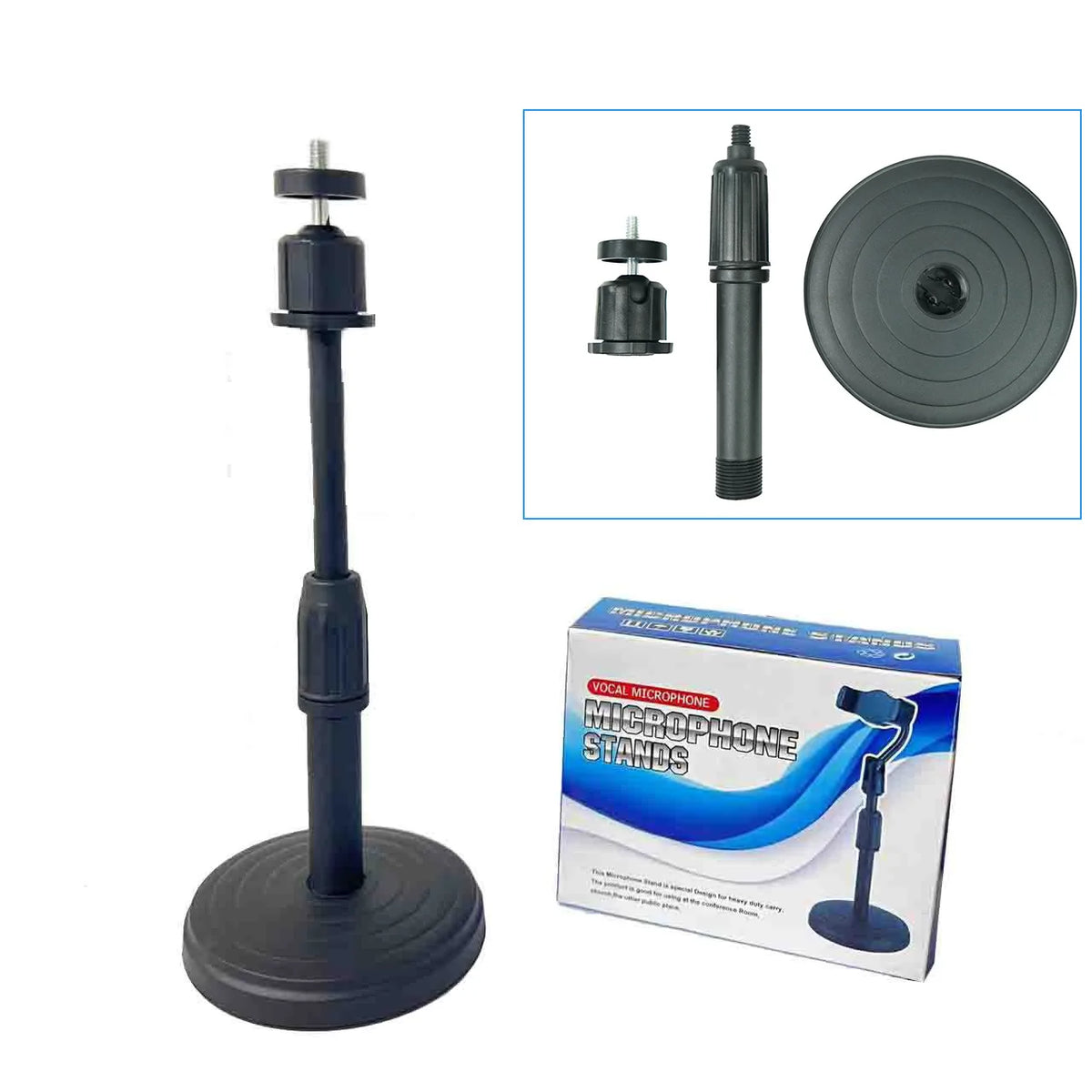 Desktop Round Base Extendable Monopod with Clip Mount Holder Ball Head for Mobile Phones Microphones Live Blogger Stands Tripod