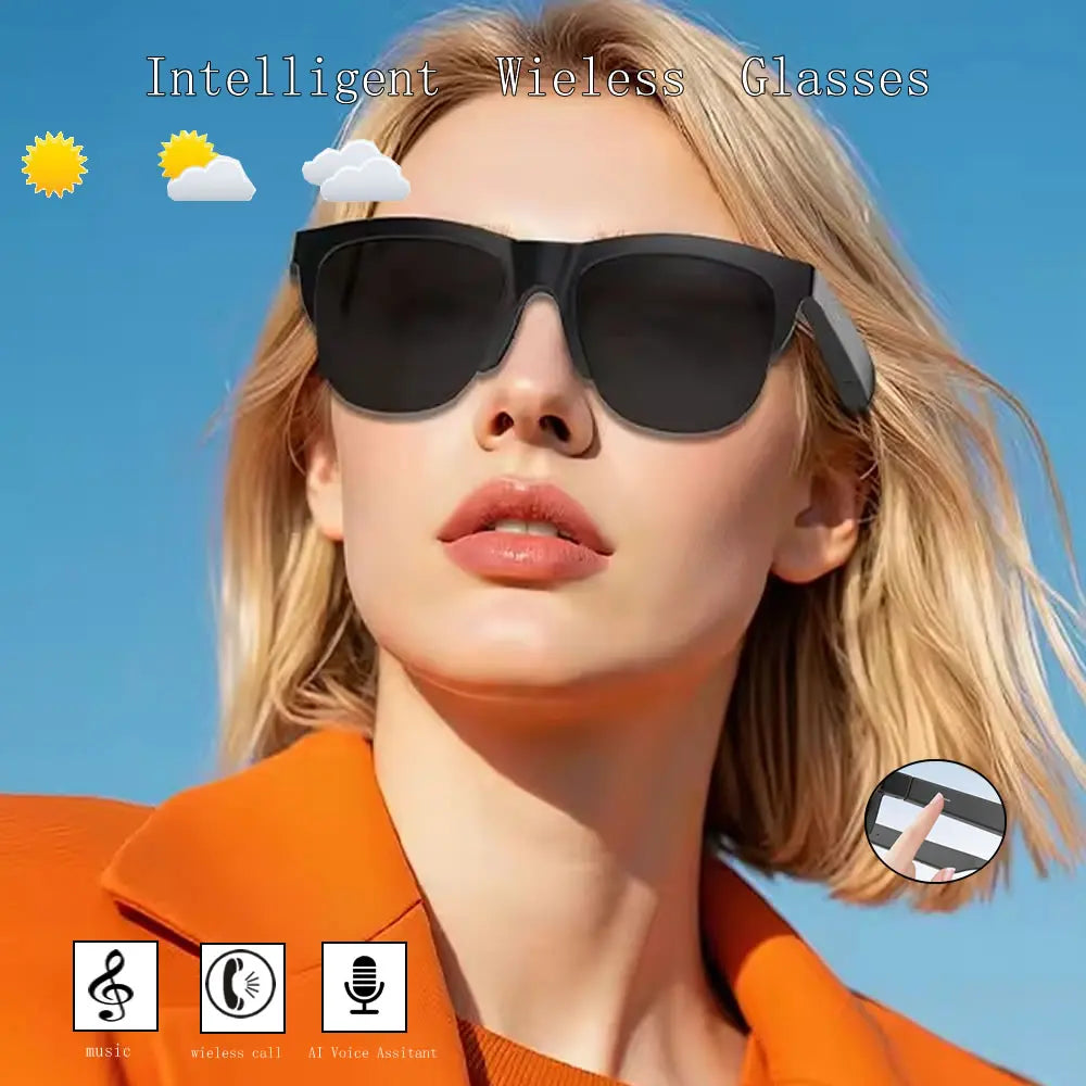 Wireless Headphones Smart Glasses 2026 Music Sunglasses New Camera Control Bluetooth Call Headset HIFI Audio Glasses For Android